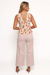 Gemma Cropped Wide Leg Jeans - Sepia Rose