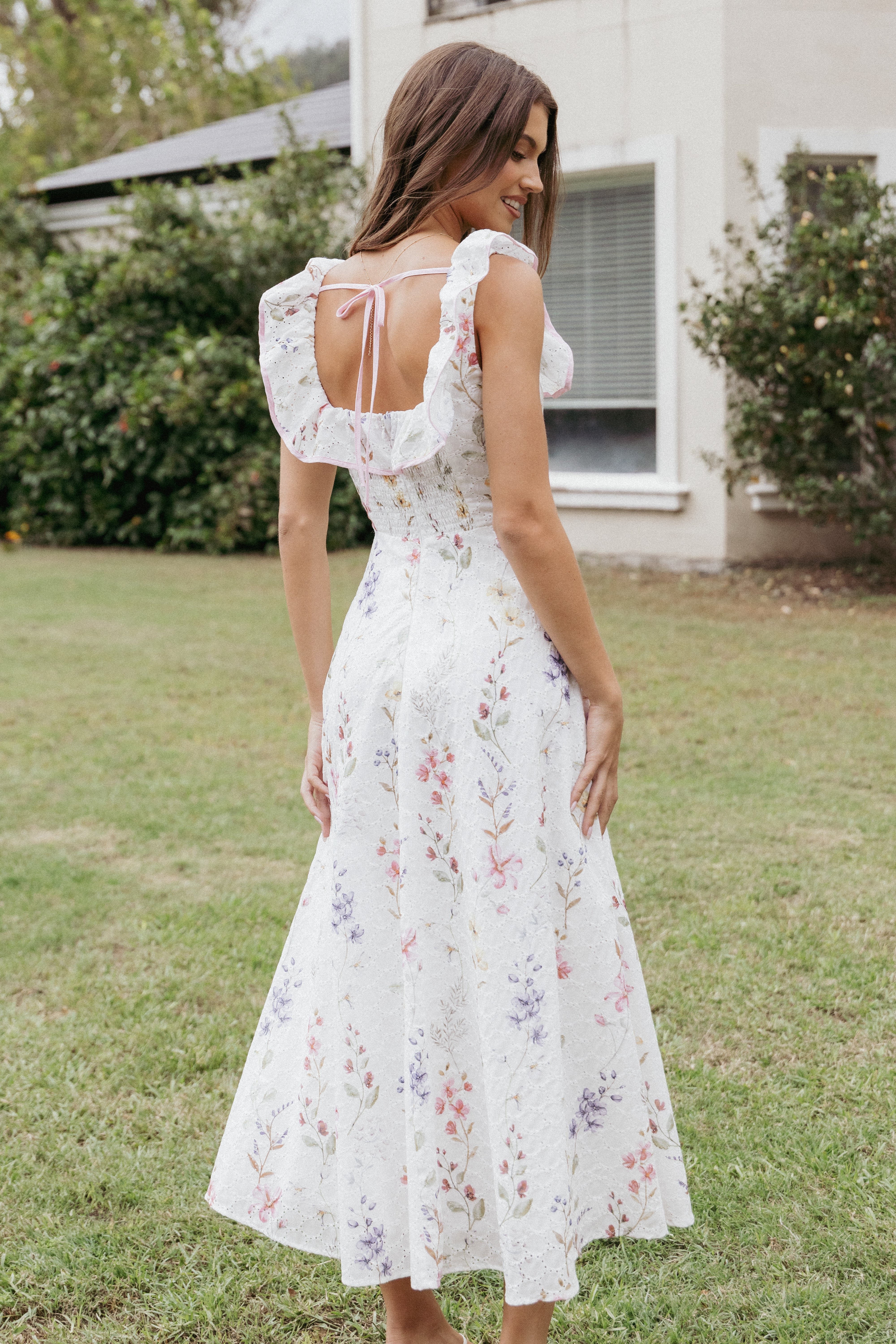 Lucille Maxi Dress - White Floral