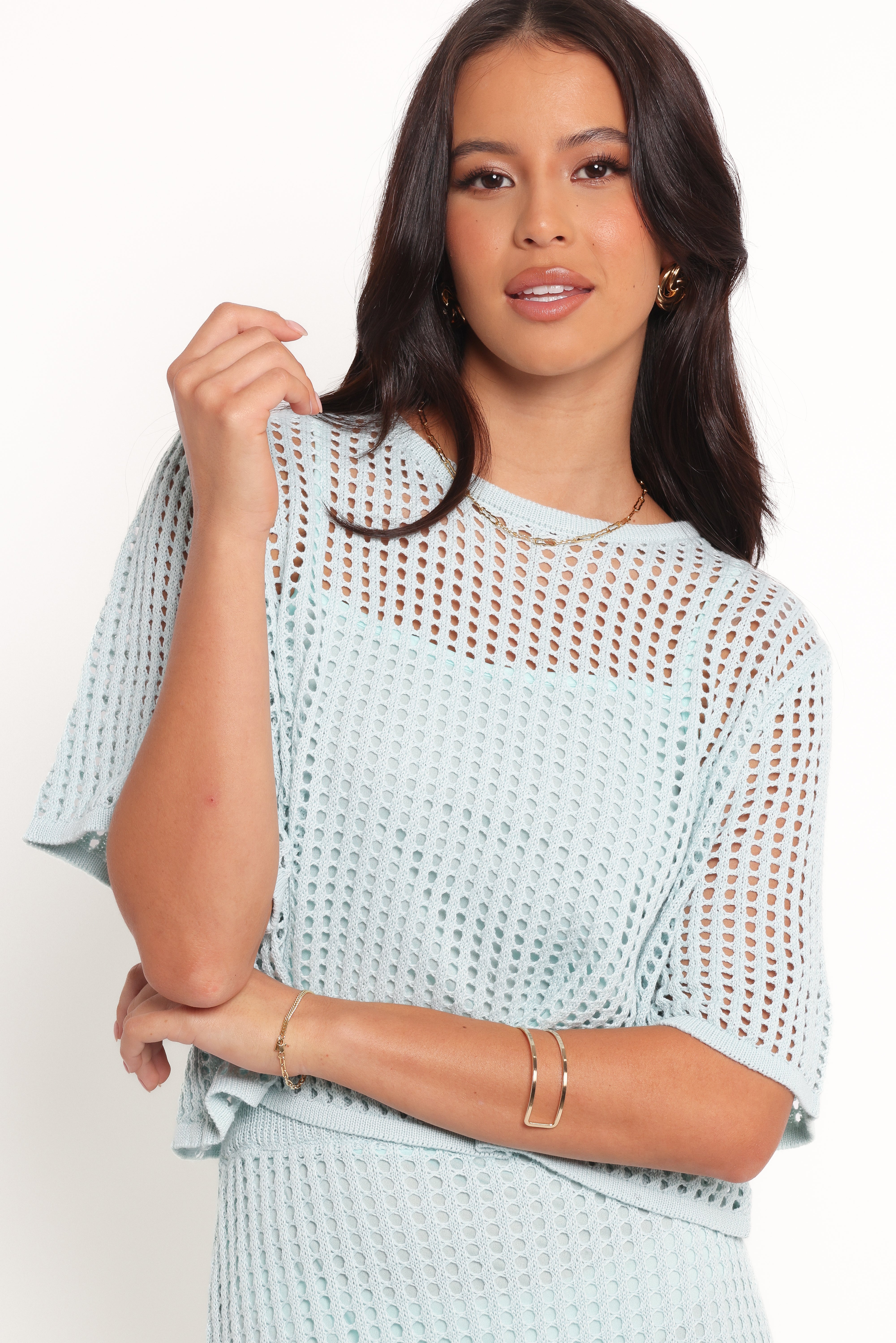 Kinnie Knit Skirt Set - Light Blue