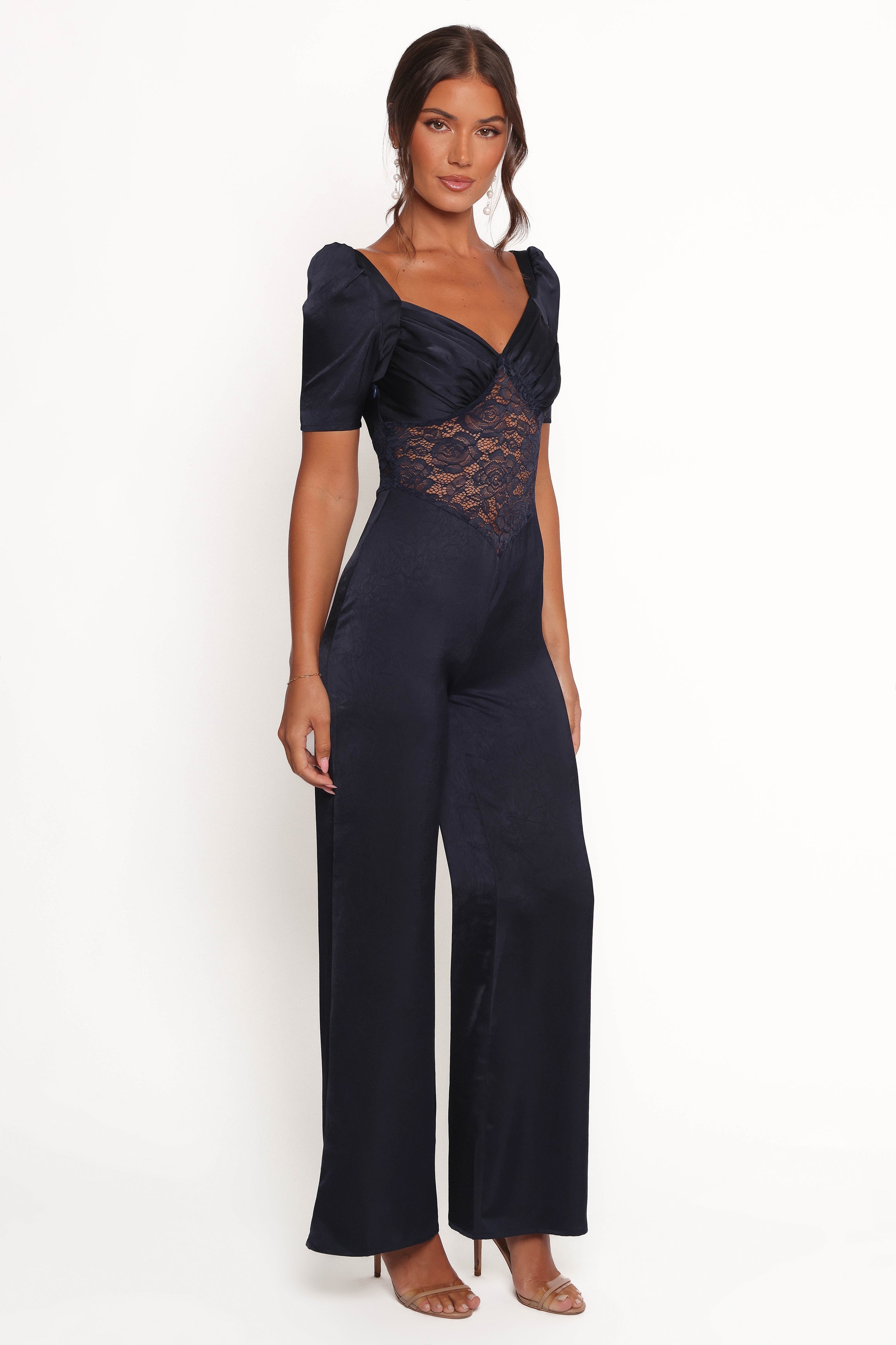 Milana Lace Inset Jumpsuit - Navy