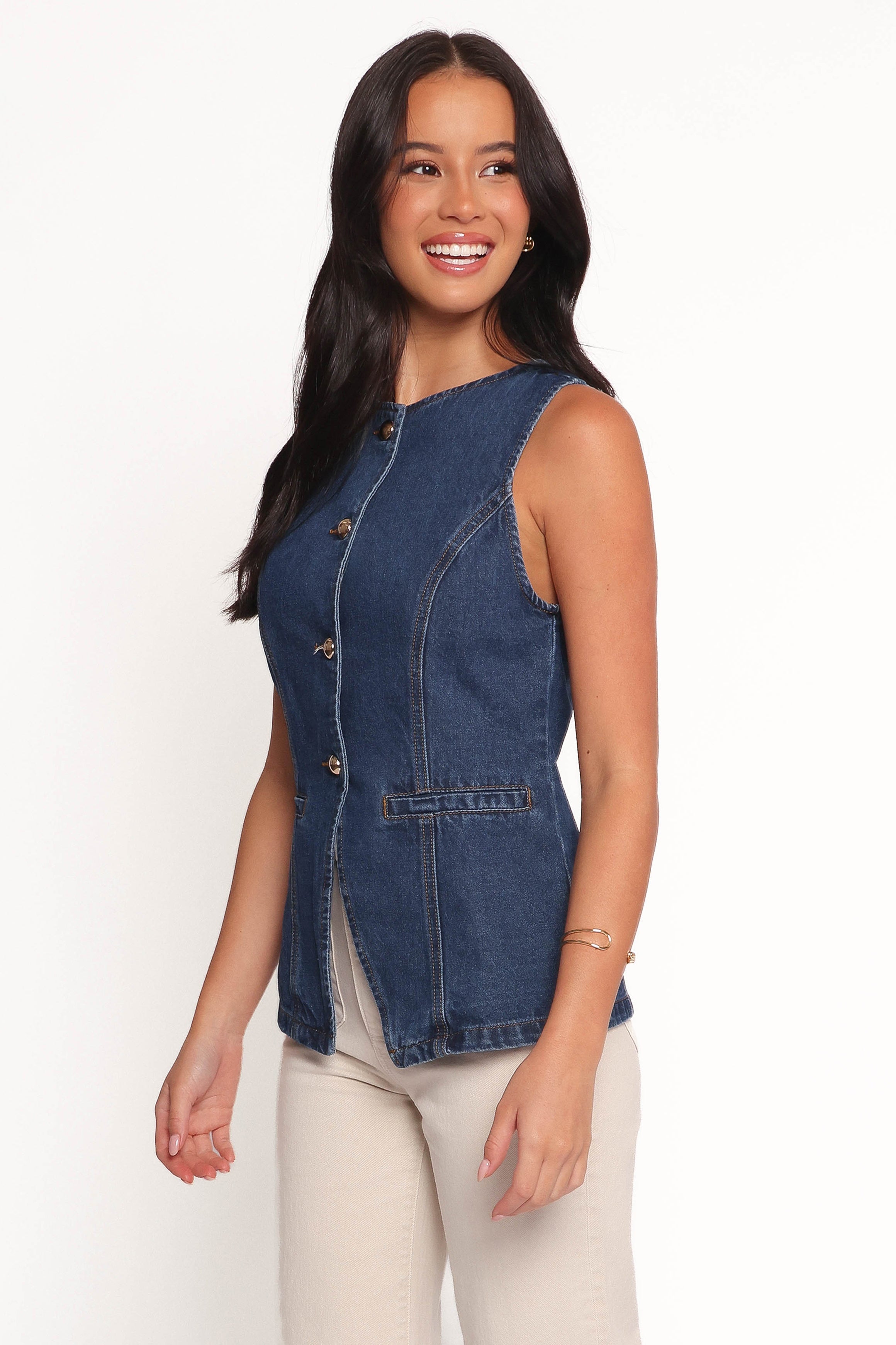 Nessa Denim Vest - Blue