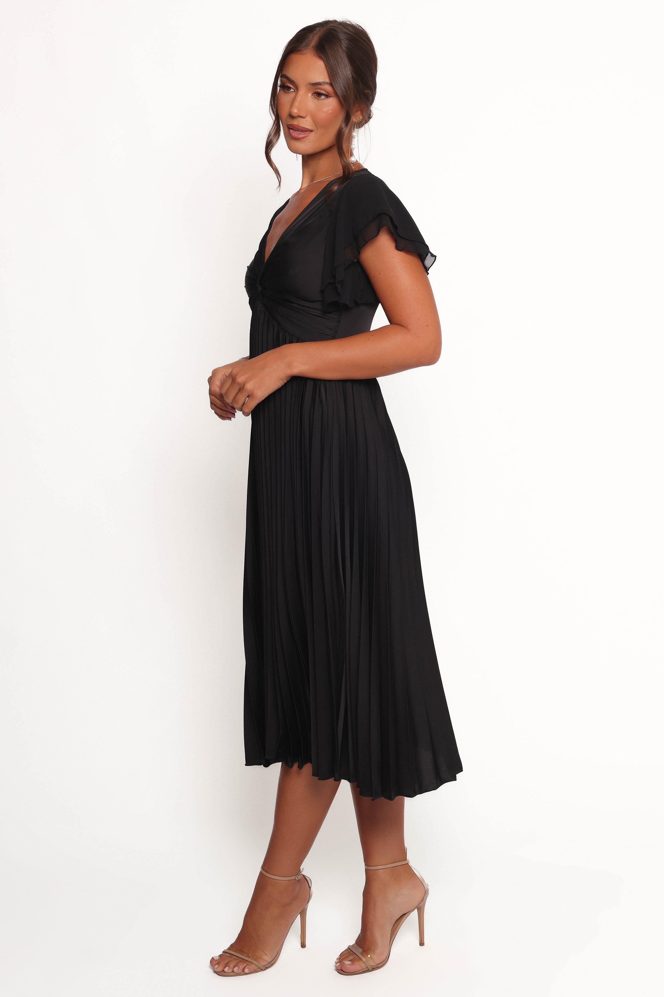 Nova Flutter Sleeve Dress - Black