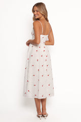 Paloma Maxi Dress - White Red Floral
