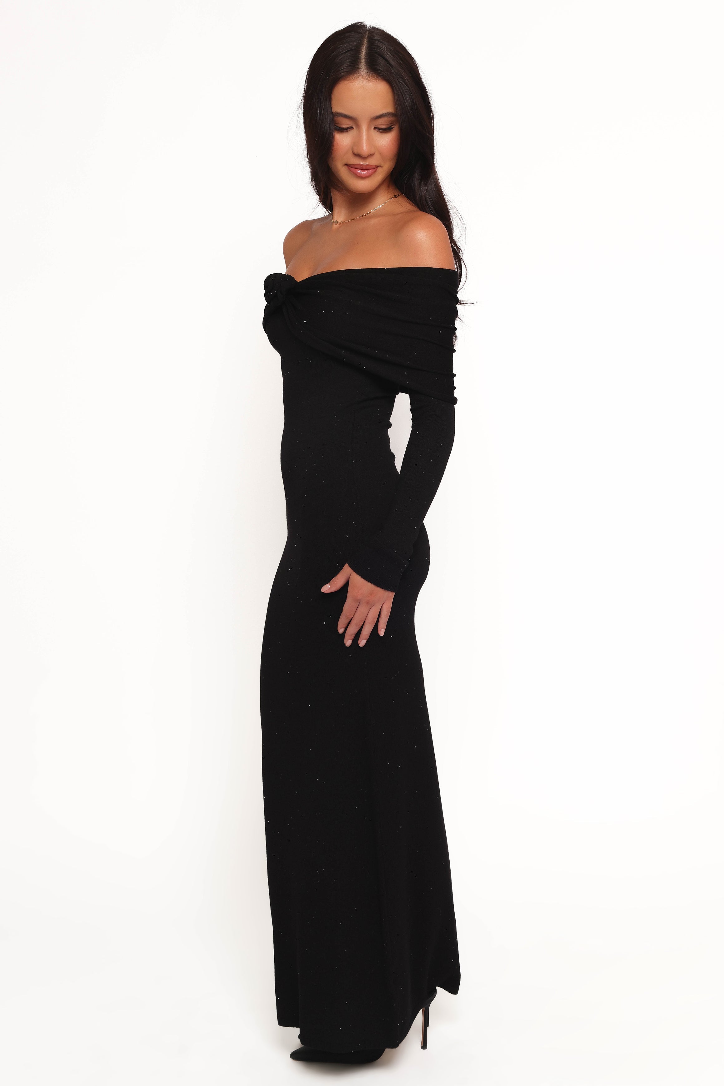 Pennie Maxi Dress - Black Sequin Knit