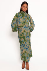 Perrie Long Sleeve Midi Dress - Green