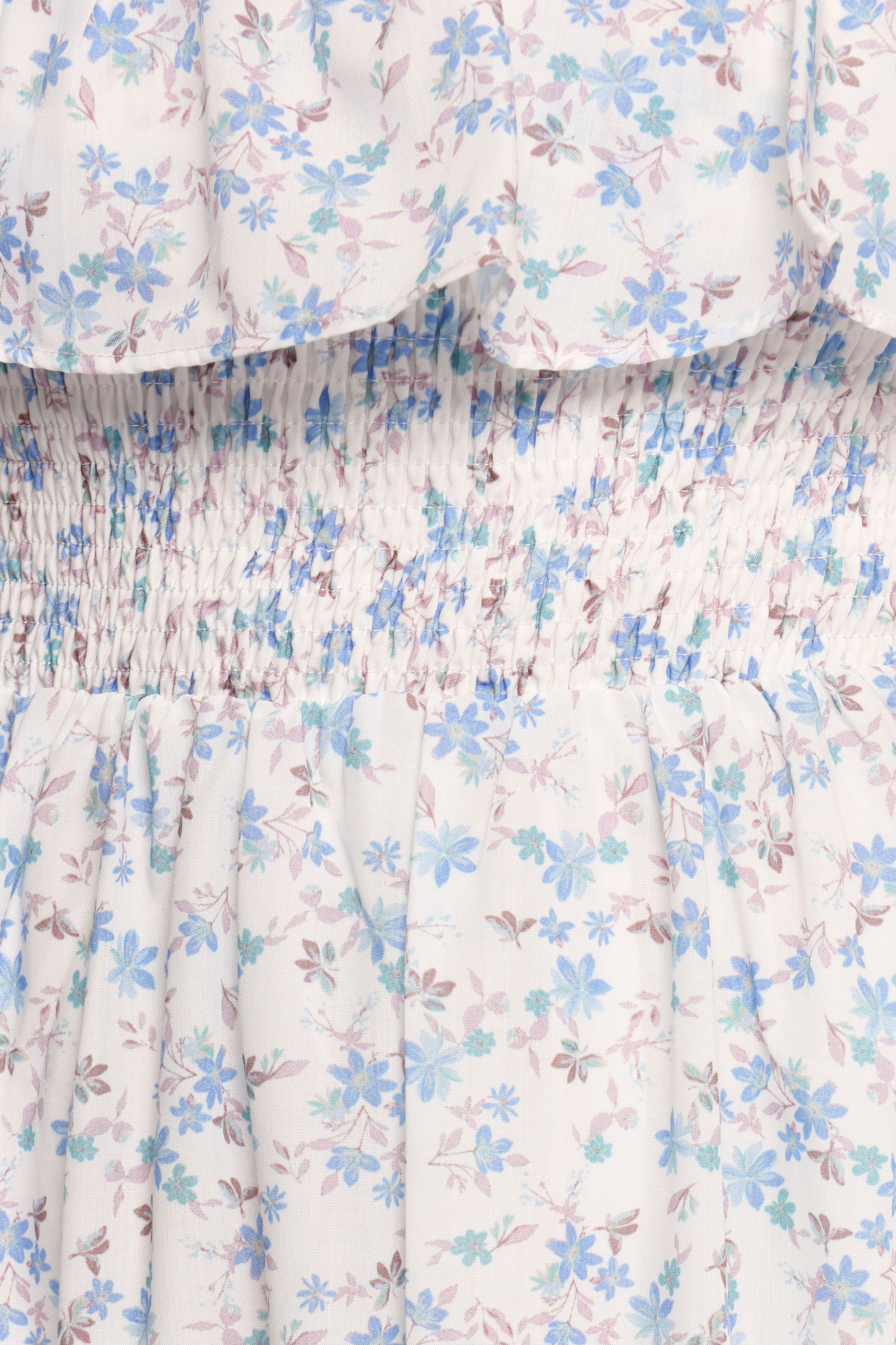 Priscilla Strapless Midi Dress - Blue Floral