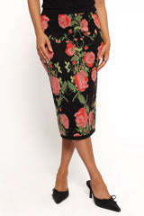 Reeva Knit Skirt - Black Floral