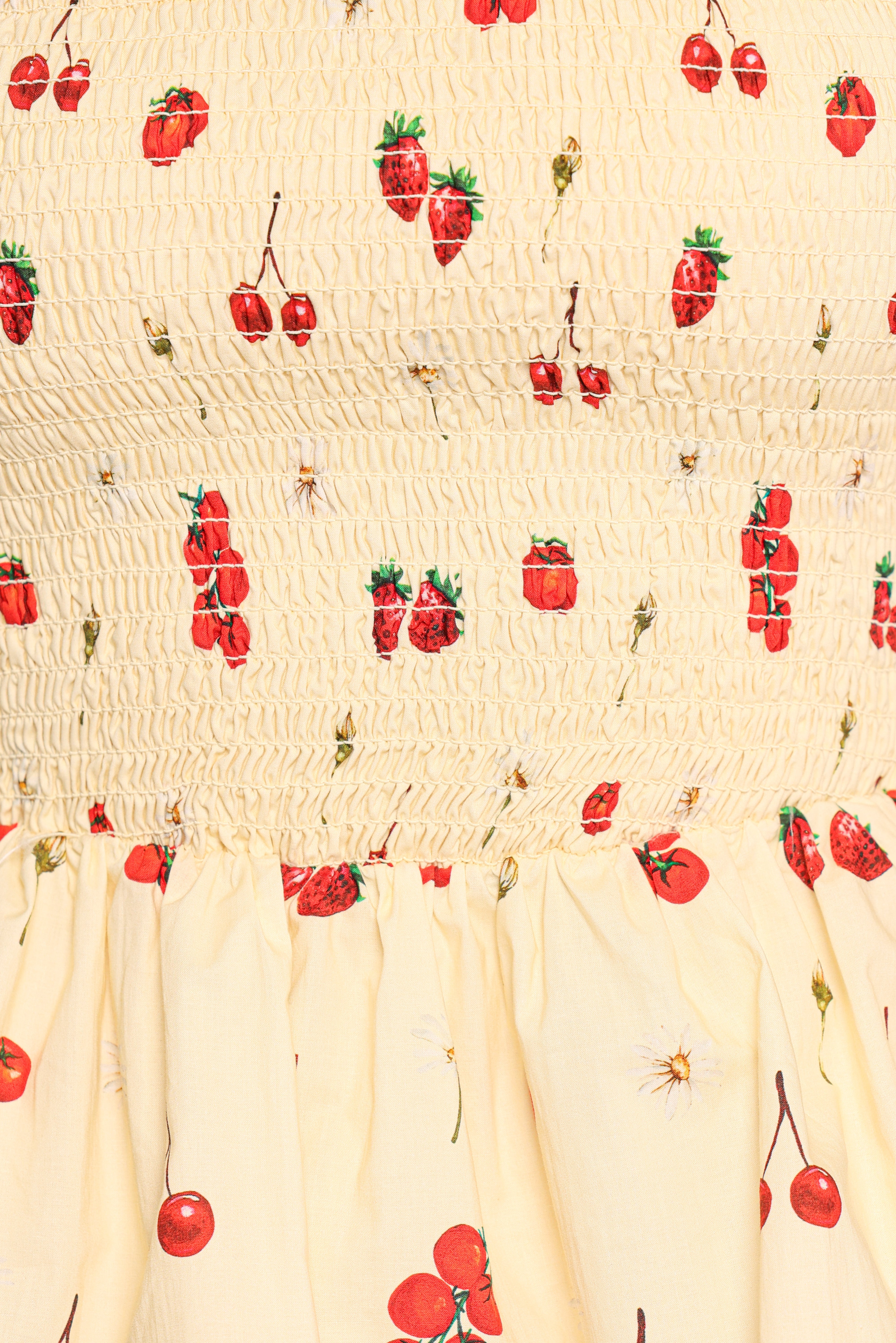 Remira Smocked Ruffle Top - Yellow Cherry