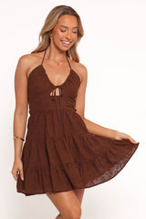 Rilie Halterneck Mini Dress - Brown