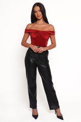 Rita Velvet Off Shoulder Top - Red