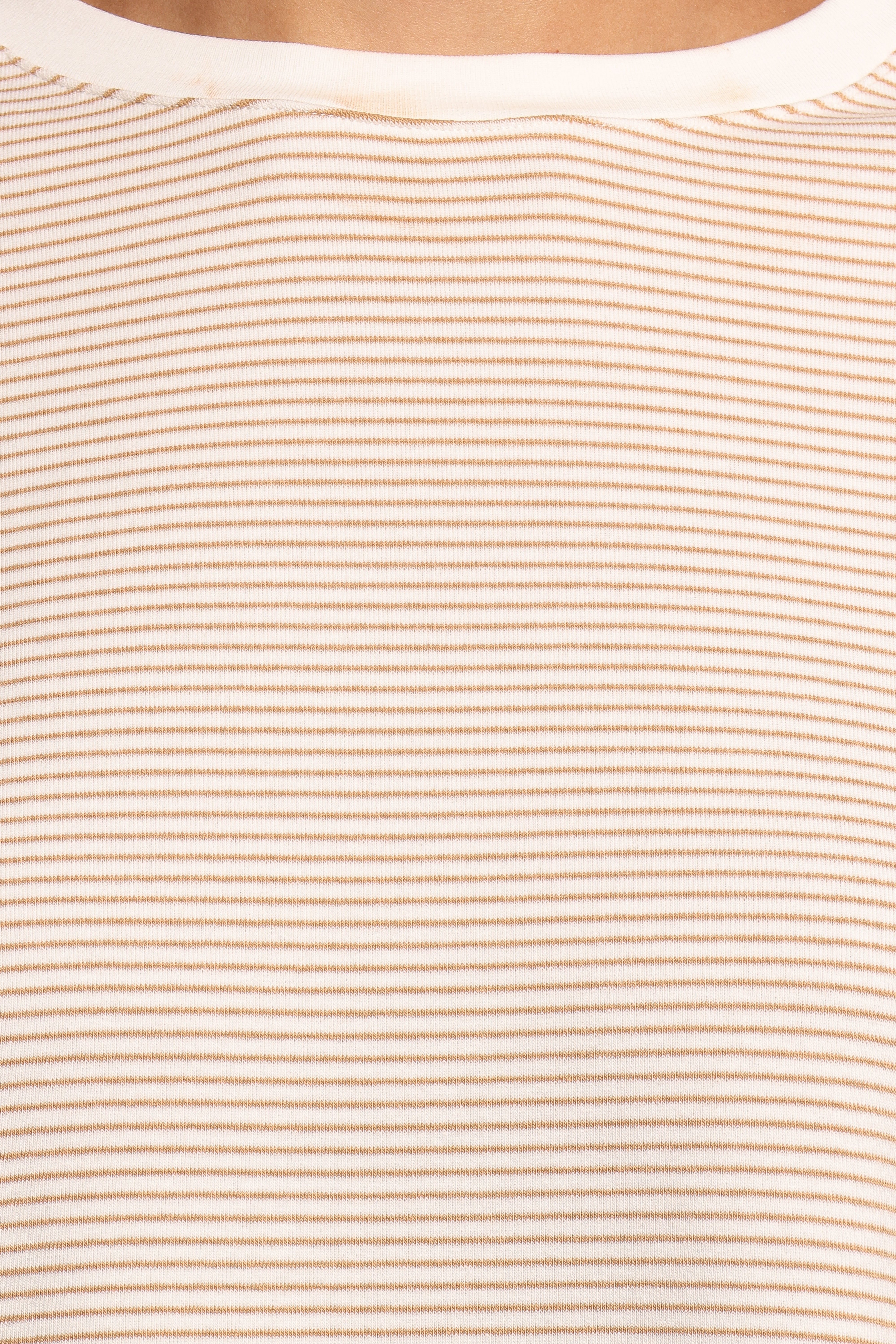 Ruva Long Sleeve Tee - Beige White Stripe