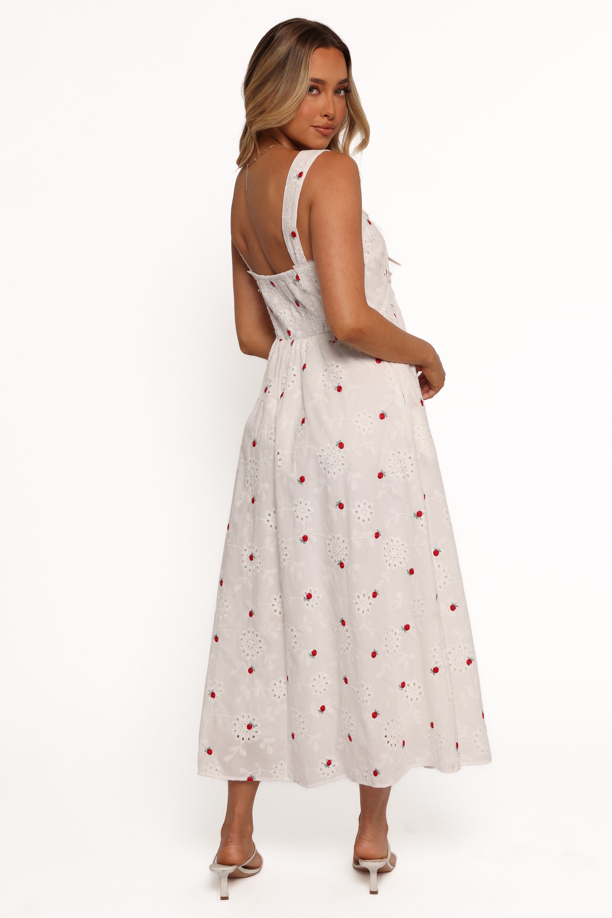 Salli Midi Dress - White/Red