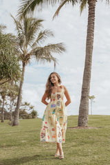 Sarelle Midi Dress - Yellow Pasta Print