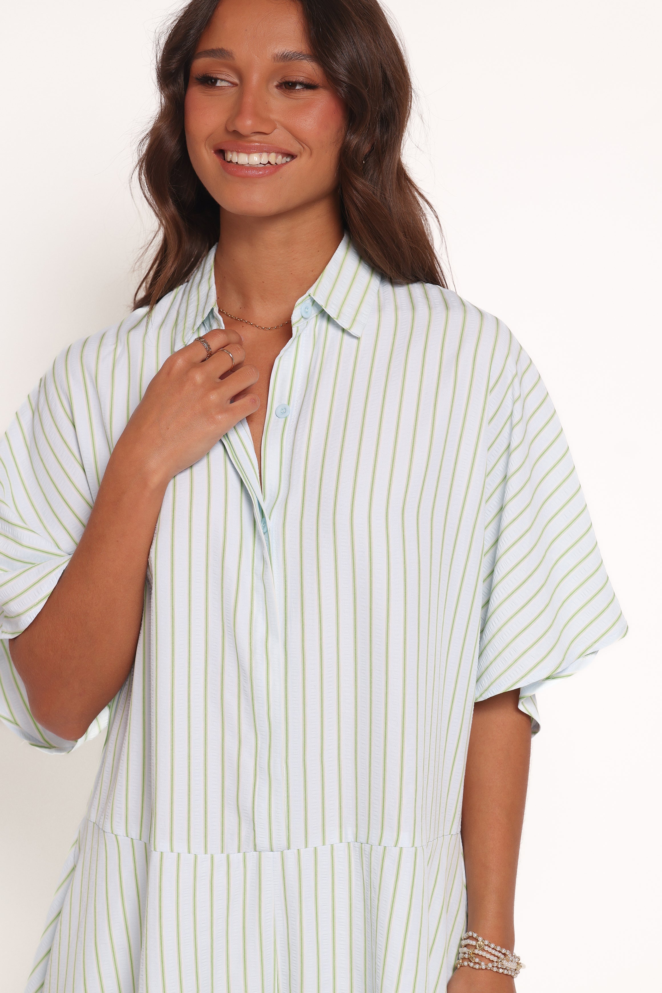 Sebastian Romper - Green Blue Stripe