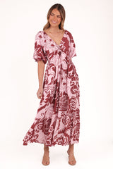 Shanae Maxi Dress - Pink Brown Paisley