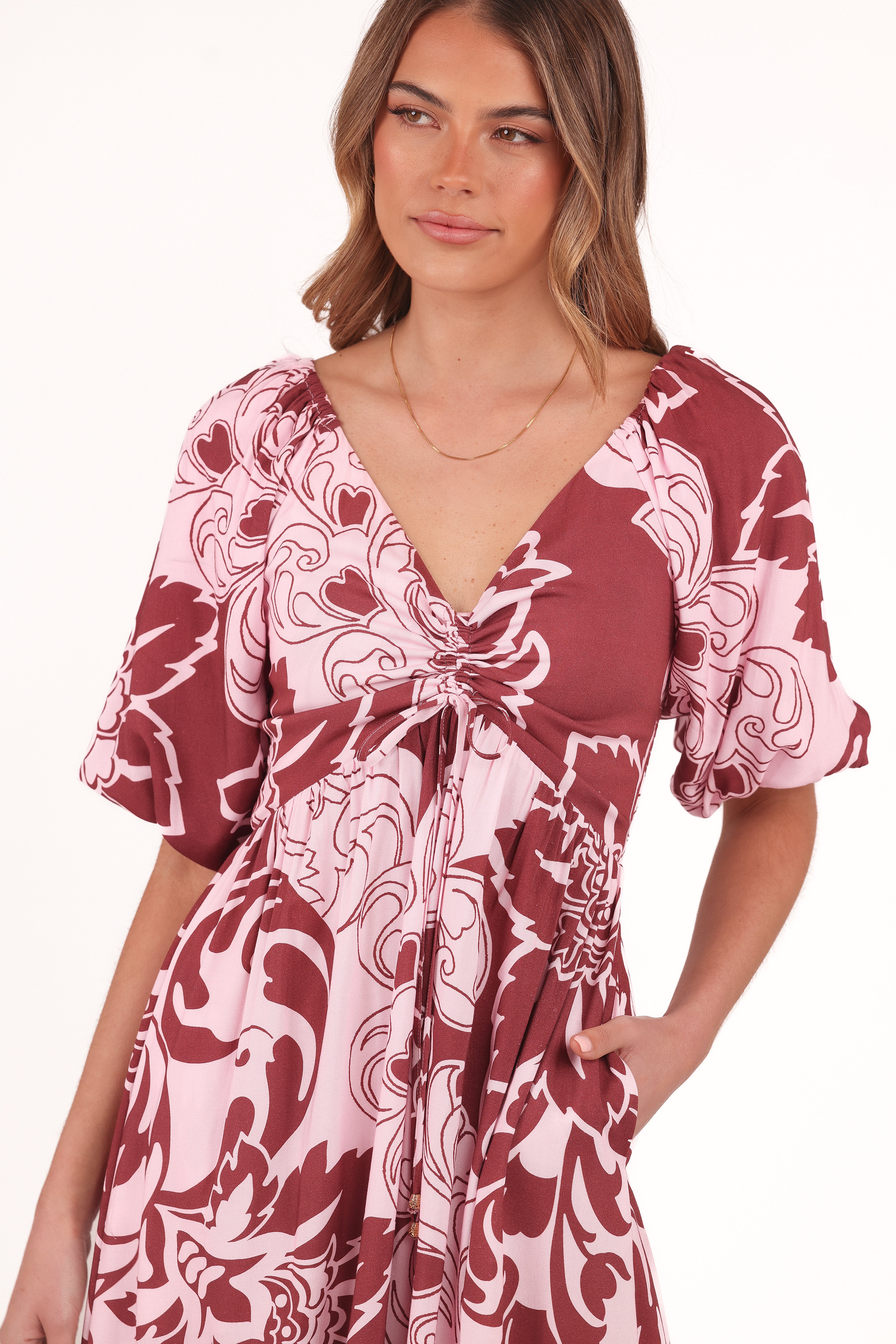 Shanae Maxi Dress - Pink Brown Paisley