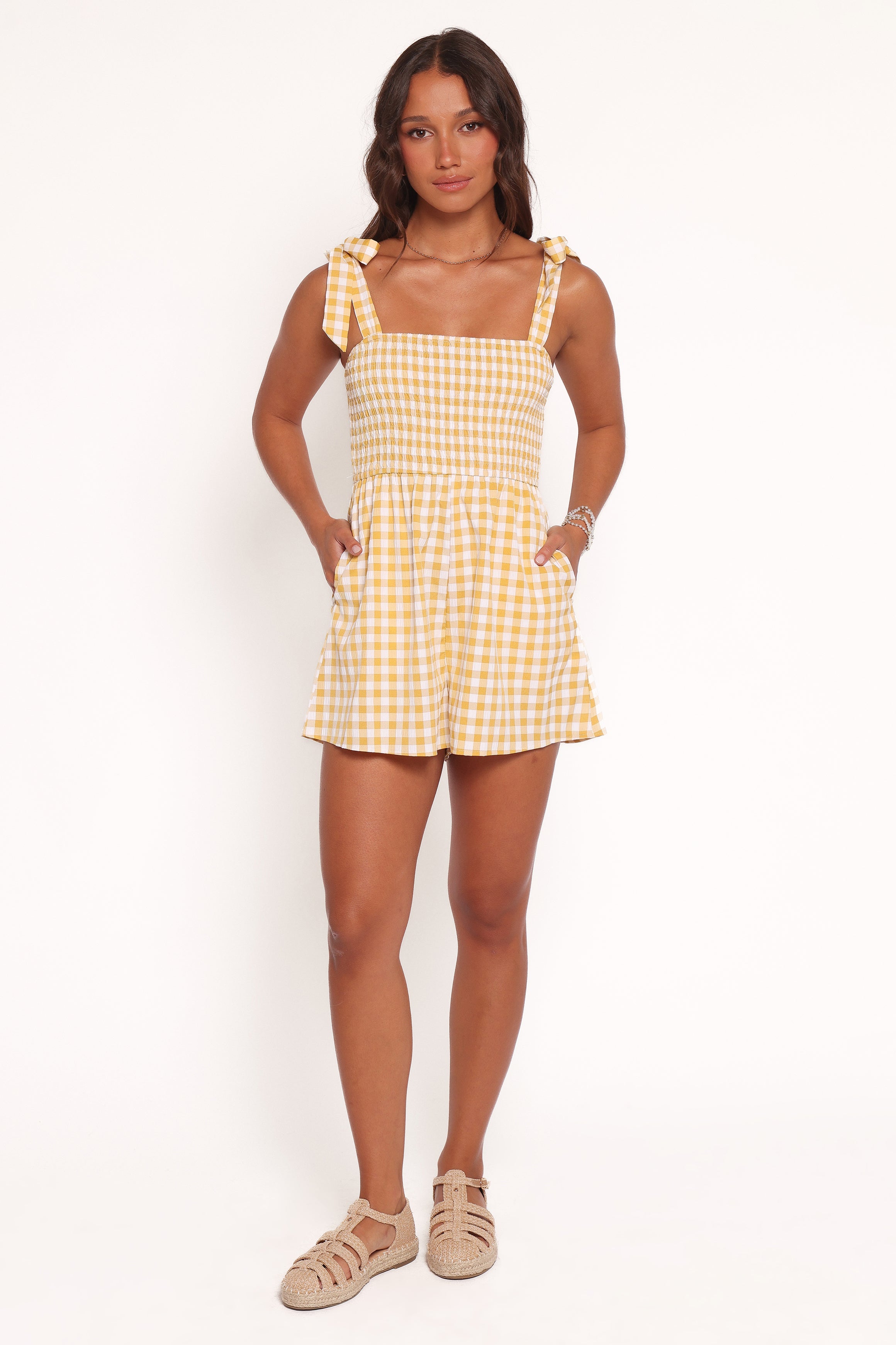Simo Romper - Yellow Gingham