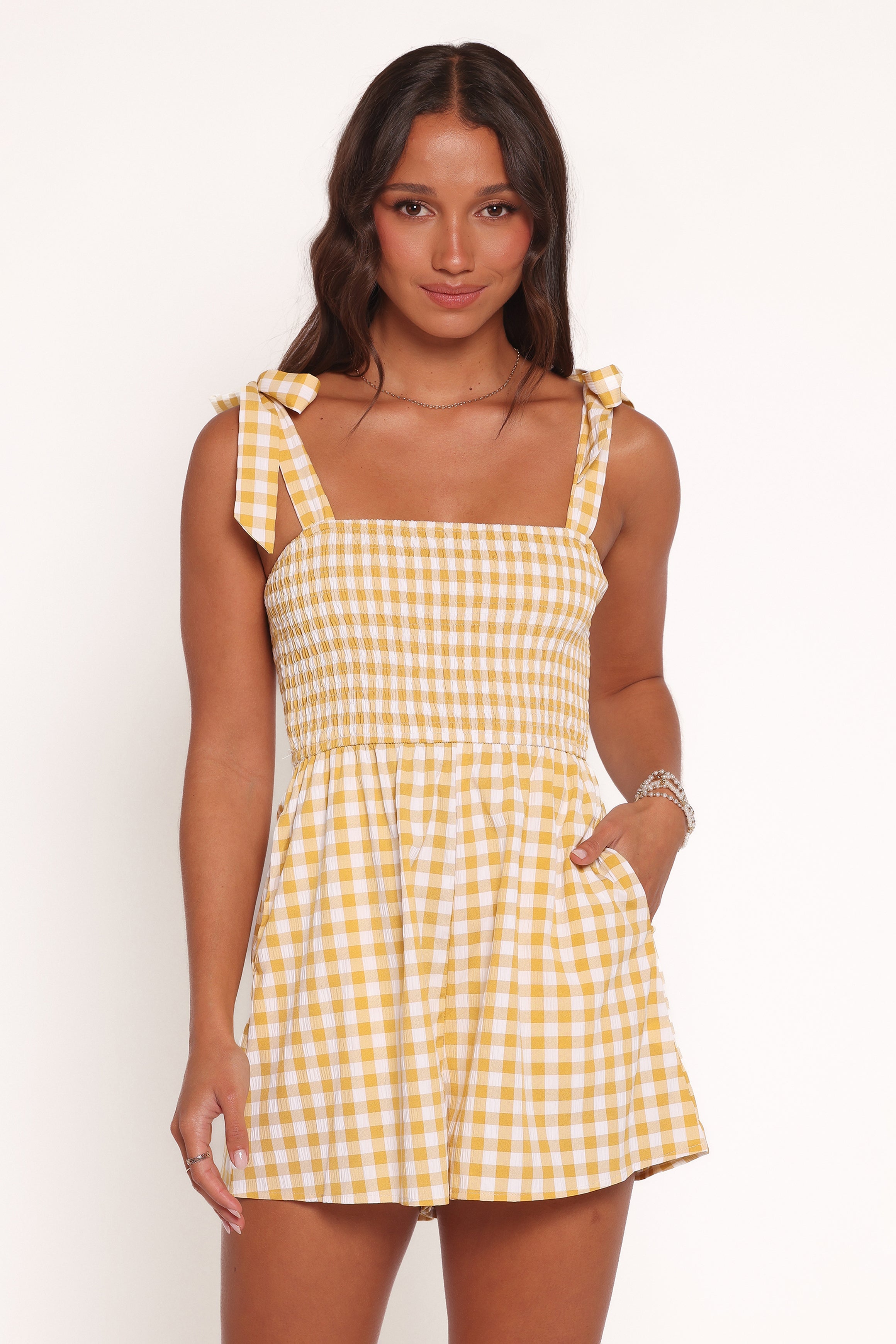 Simo Romper - Yellow Gingham