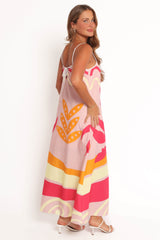 Sofia Maxi Dress - Pink Palm