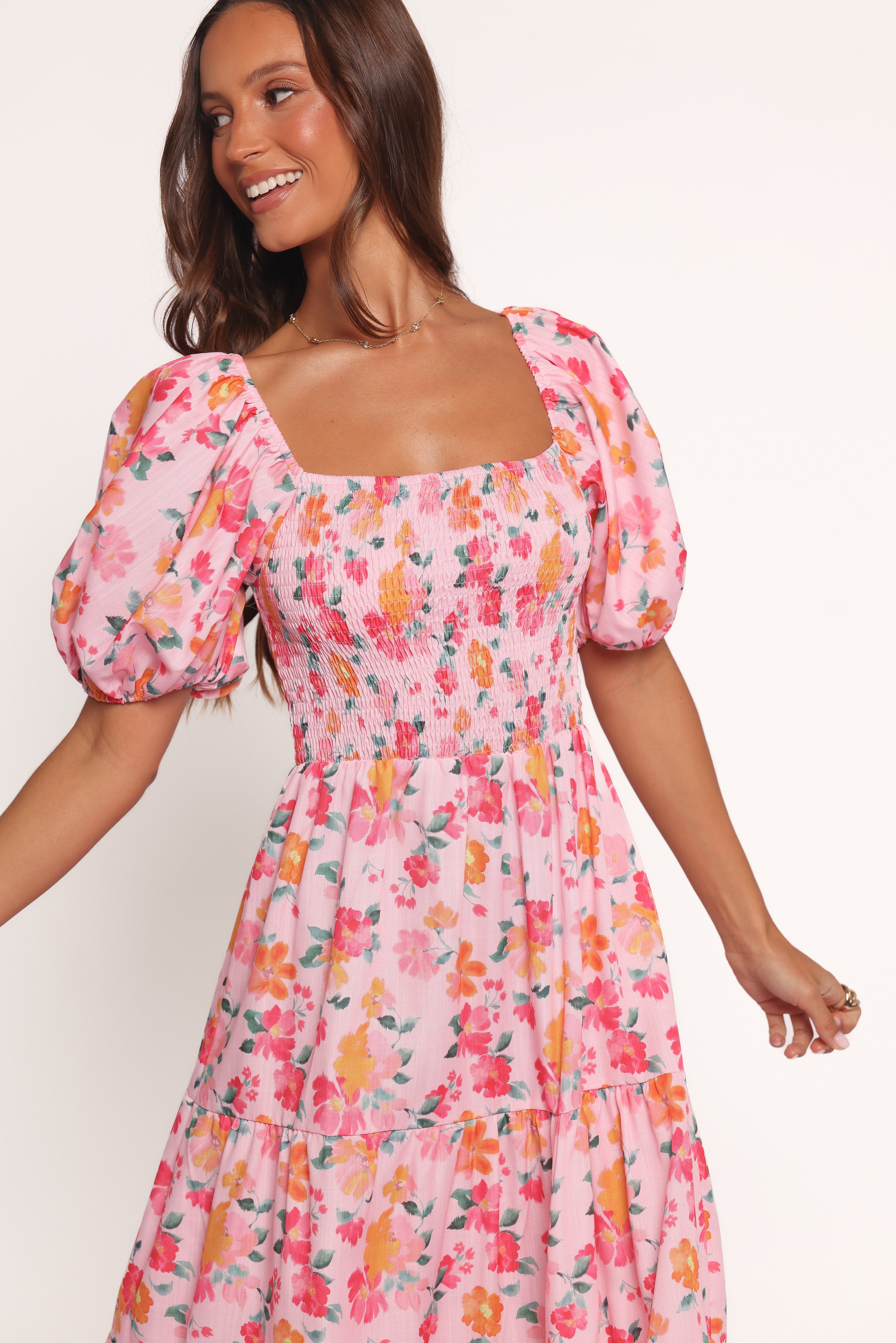 Soliel Midi Dress - Pink Floral
