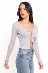 Tamsie Cardigan Top - Light Grey
