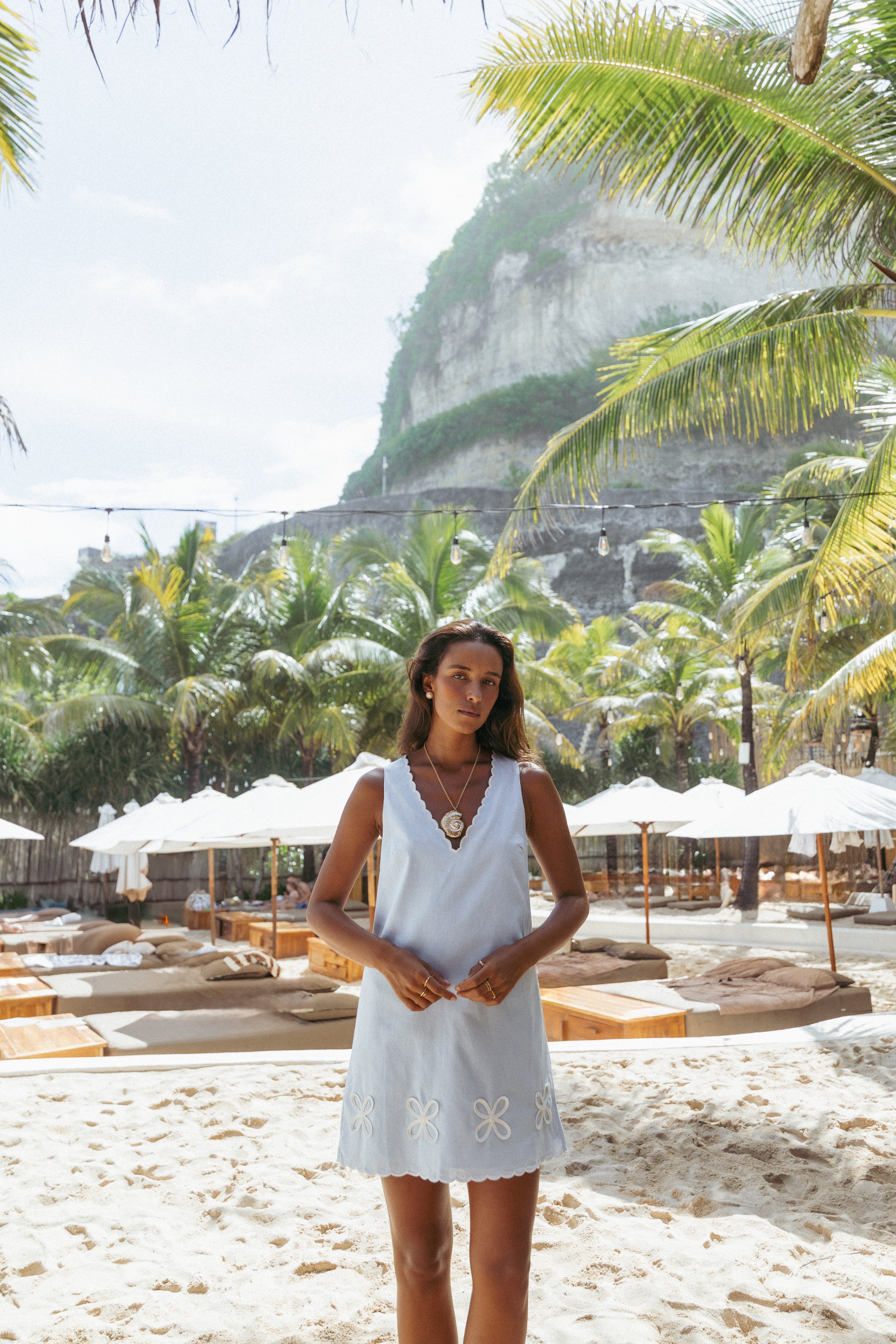 Thalia Mini Dress - Blue/White