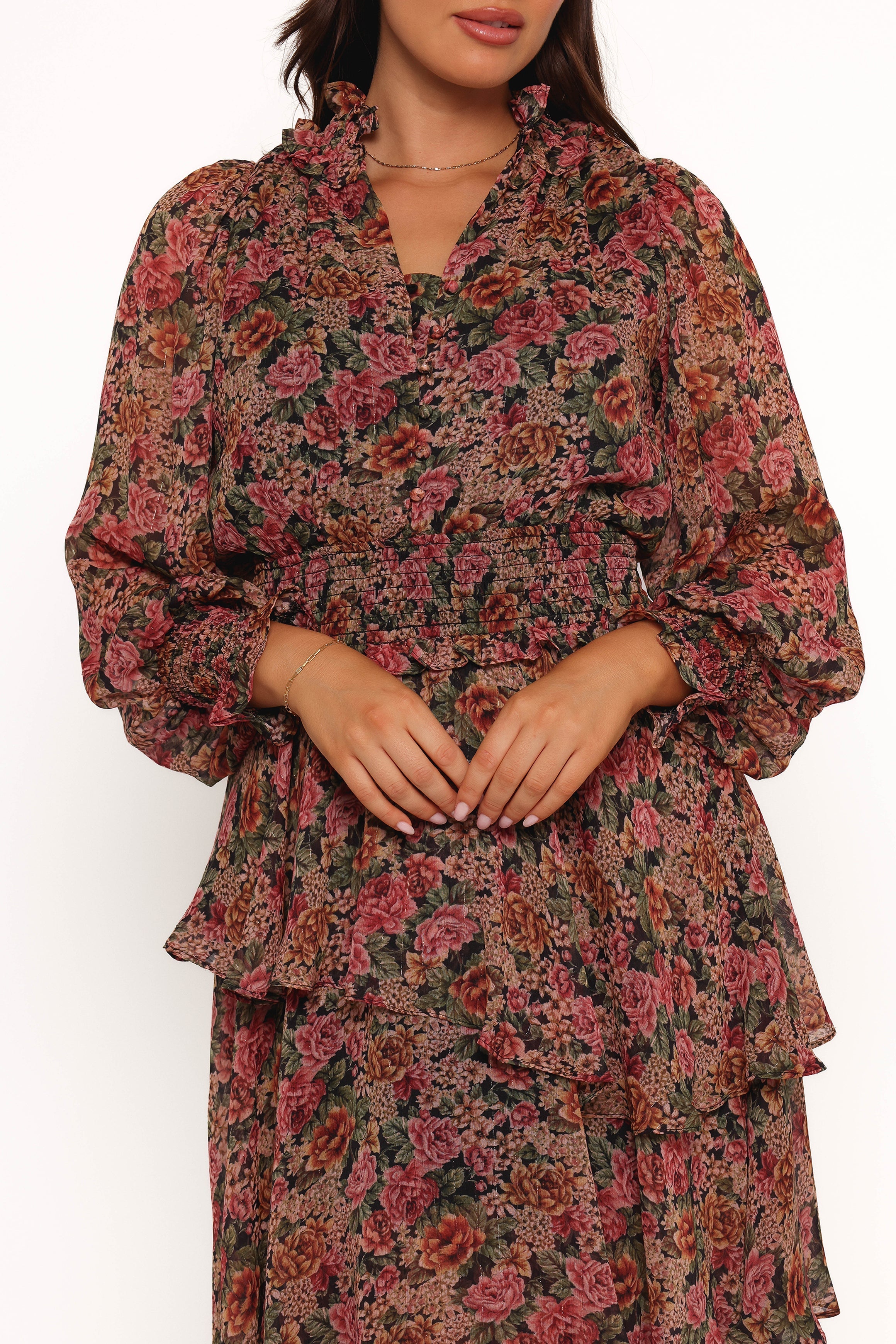 Vivian Midi Dress - Rose/Black