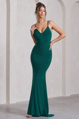 Naya | Bottle Green Strappy V-Neck Maxi Dress