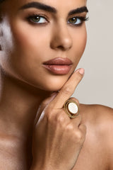 Arista | Gold Adjustable Pearl Pendant Ring