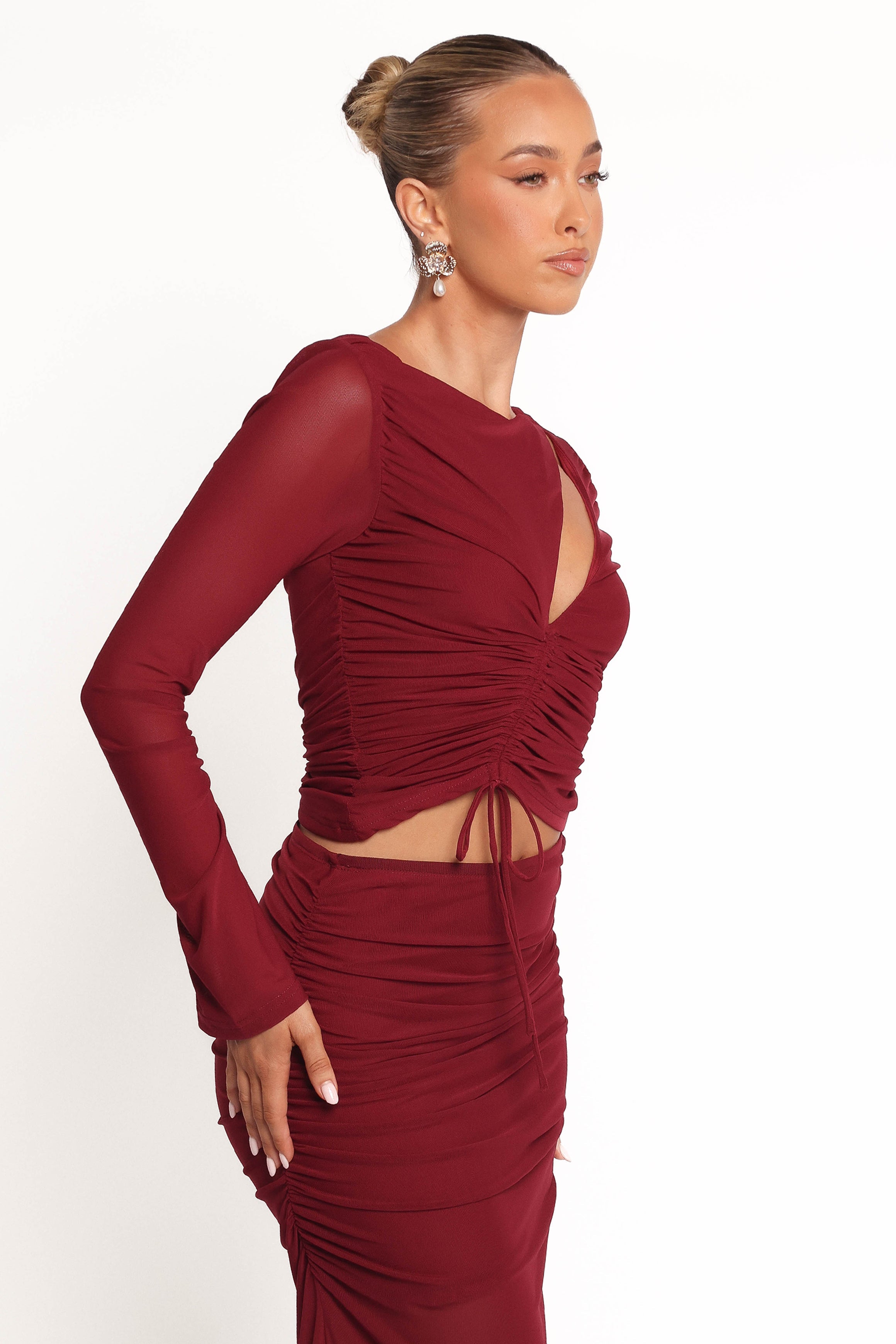 Wella Ruched Knit Top - Berry