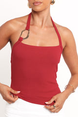 Yulissa Halter Knit Top - Red