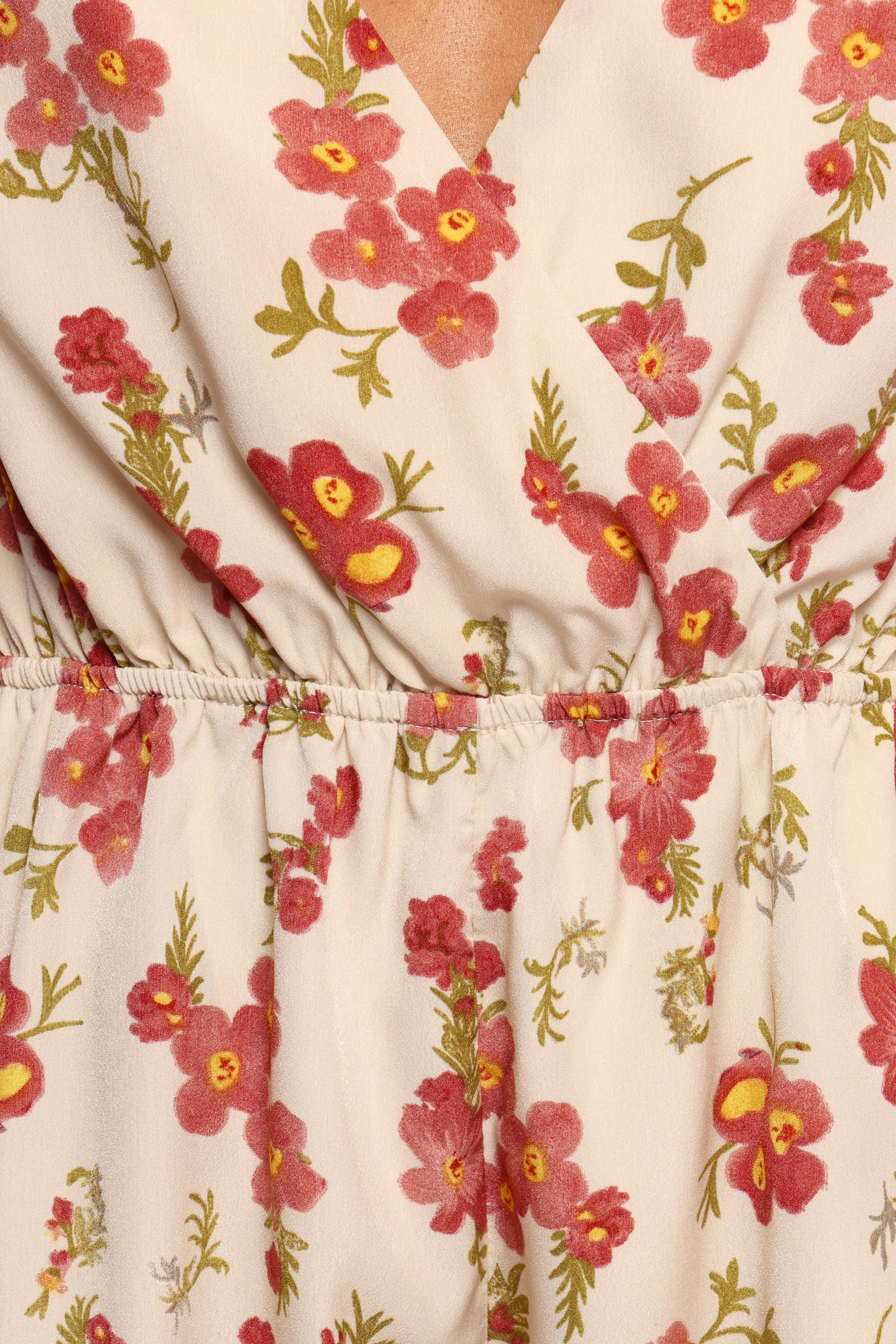 Zev Short Sleeve Romper - Ivory Floral