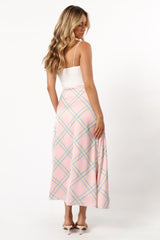Clarissa Midi Skirt - Pink Check