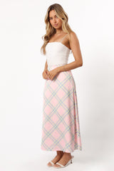 Clarissa Midi Skirt - Pink Check