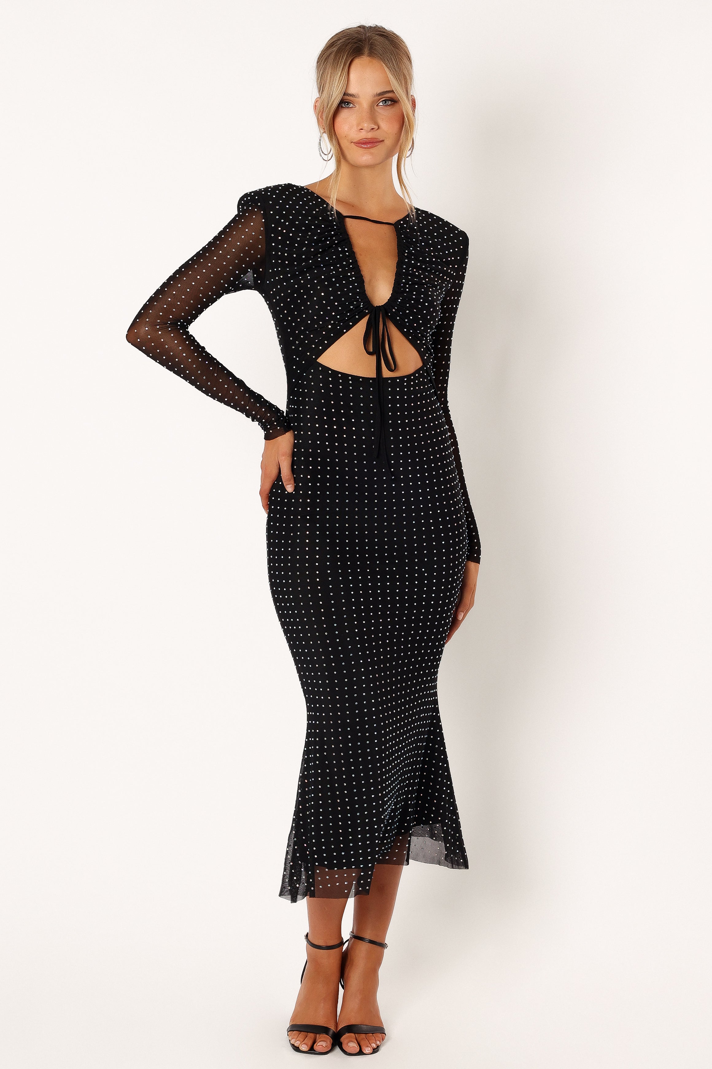 Salvatore Long Sleeve Midi Dress - Black