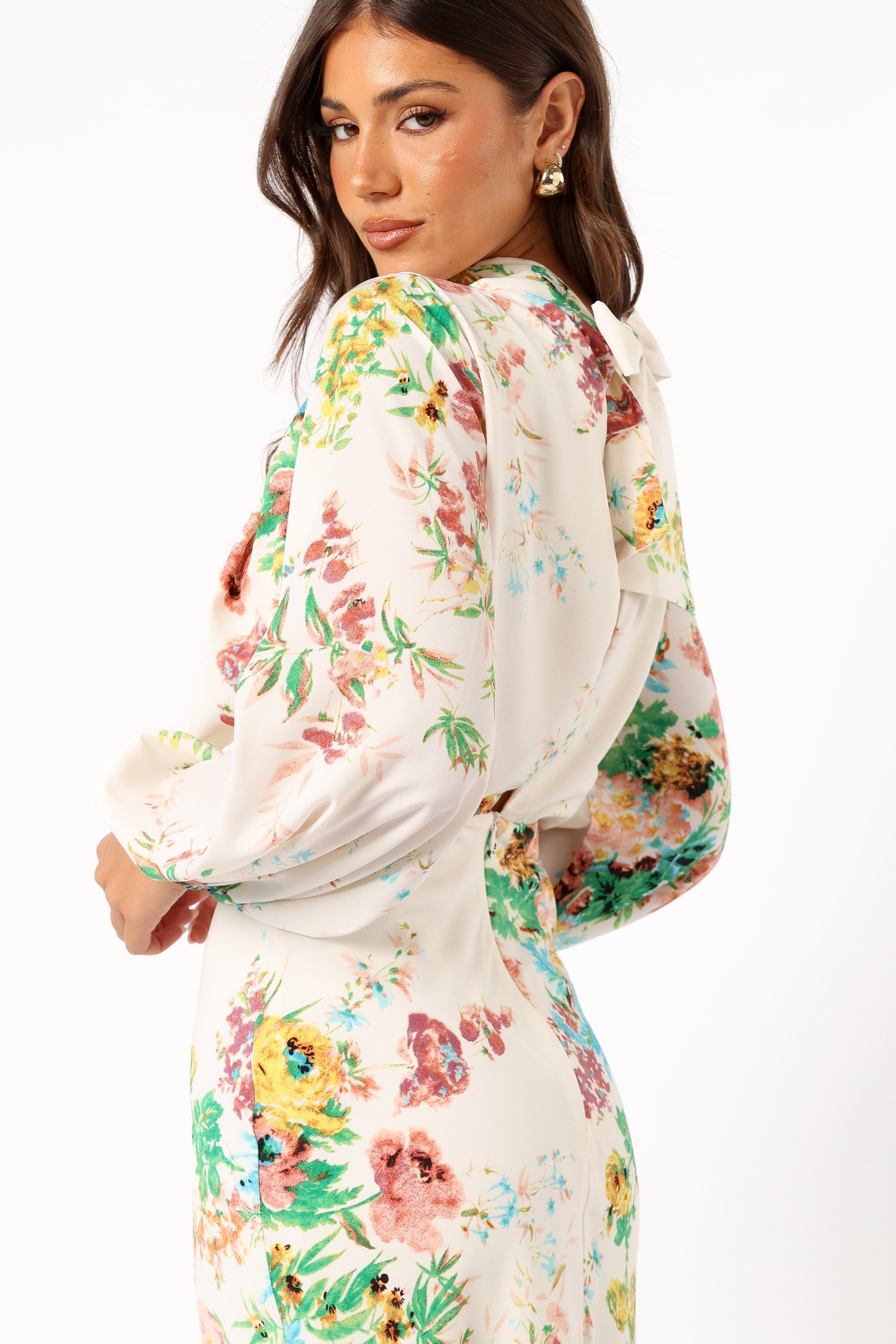 Sophia Long Sleeve Dress - White Floral