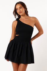 Allison One Shoulder Mini Dress - Black