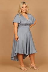 Amanda Hi Lo Tie Front Dress - Blue