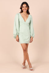 Emilina Long Sleeve Mini Dress - Sage