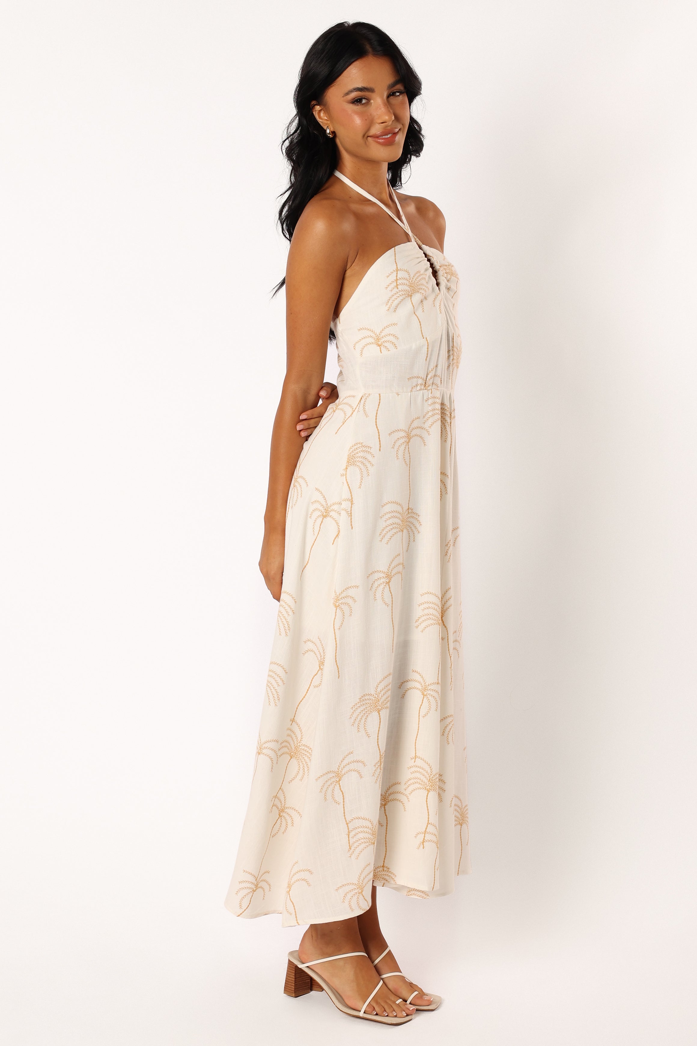 Granger Halterneck Midi Dress - White Print