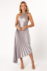 Kleo One Shoulder Maxi Dress - Silver