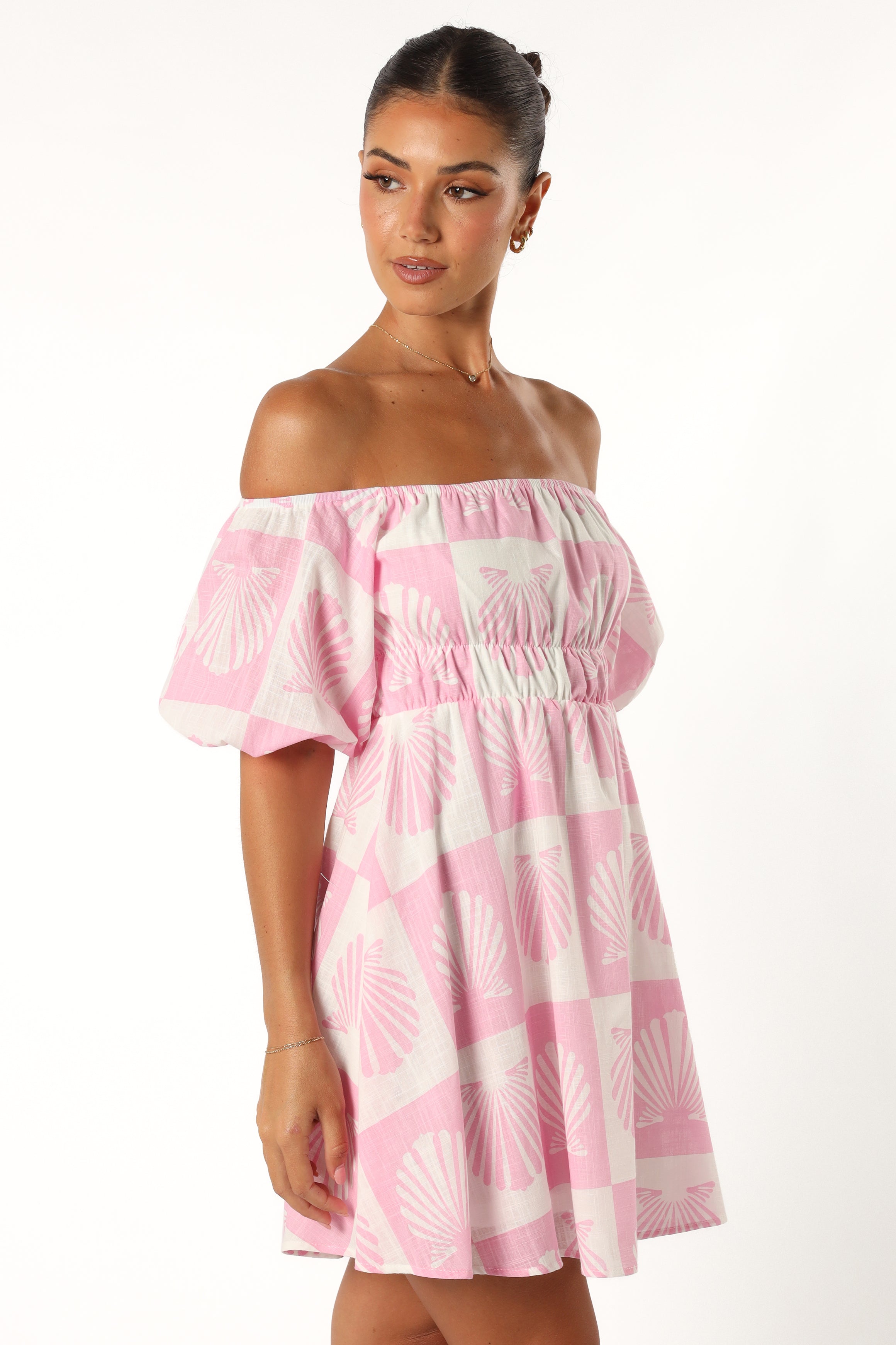 Rocco Off Shoulder Mini Dress - Pink