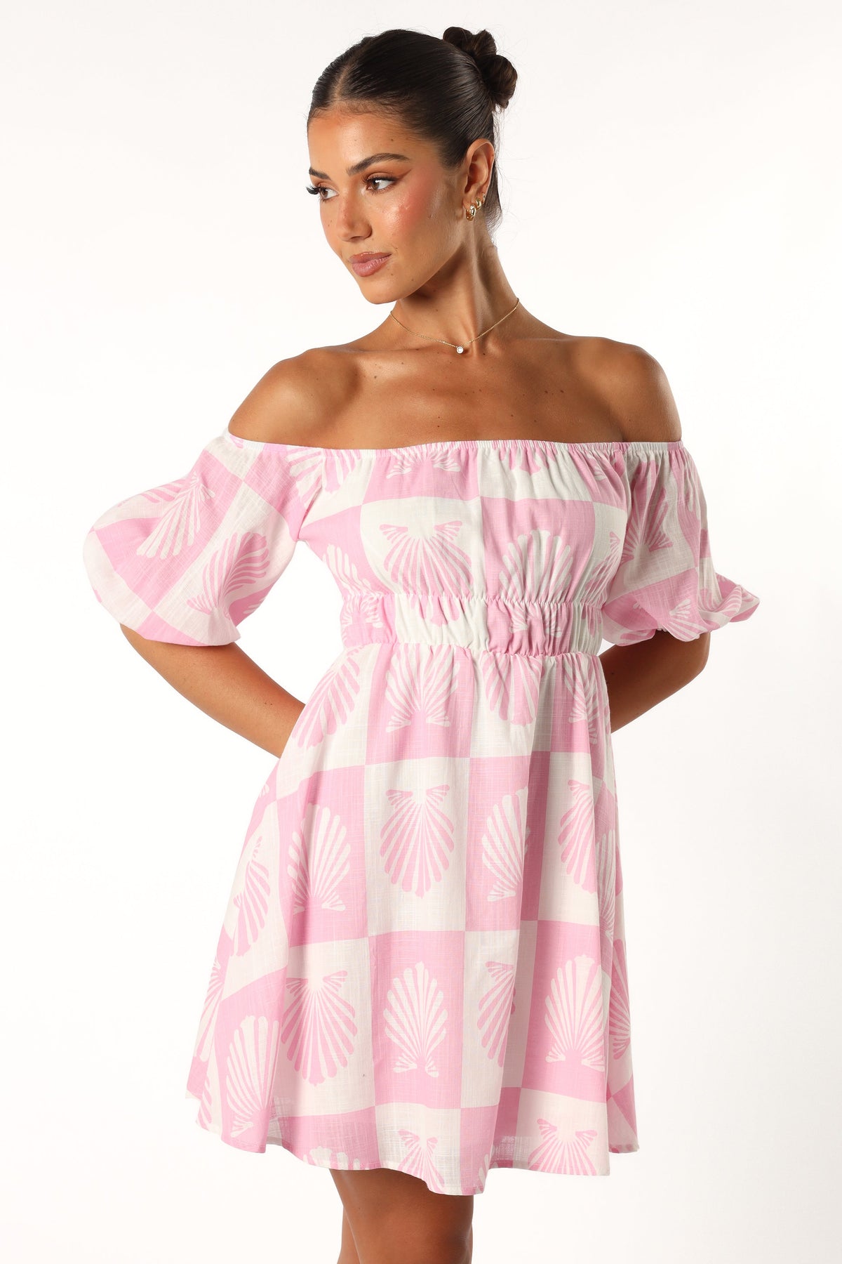 Rocco Off Shoulder Mini Dress - Pink