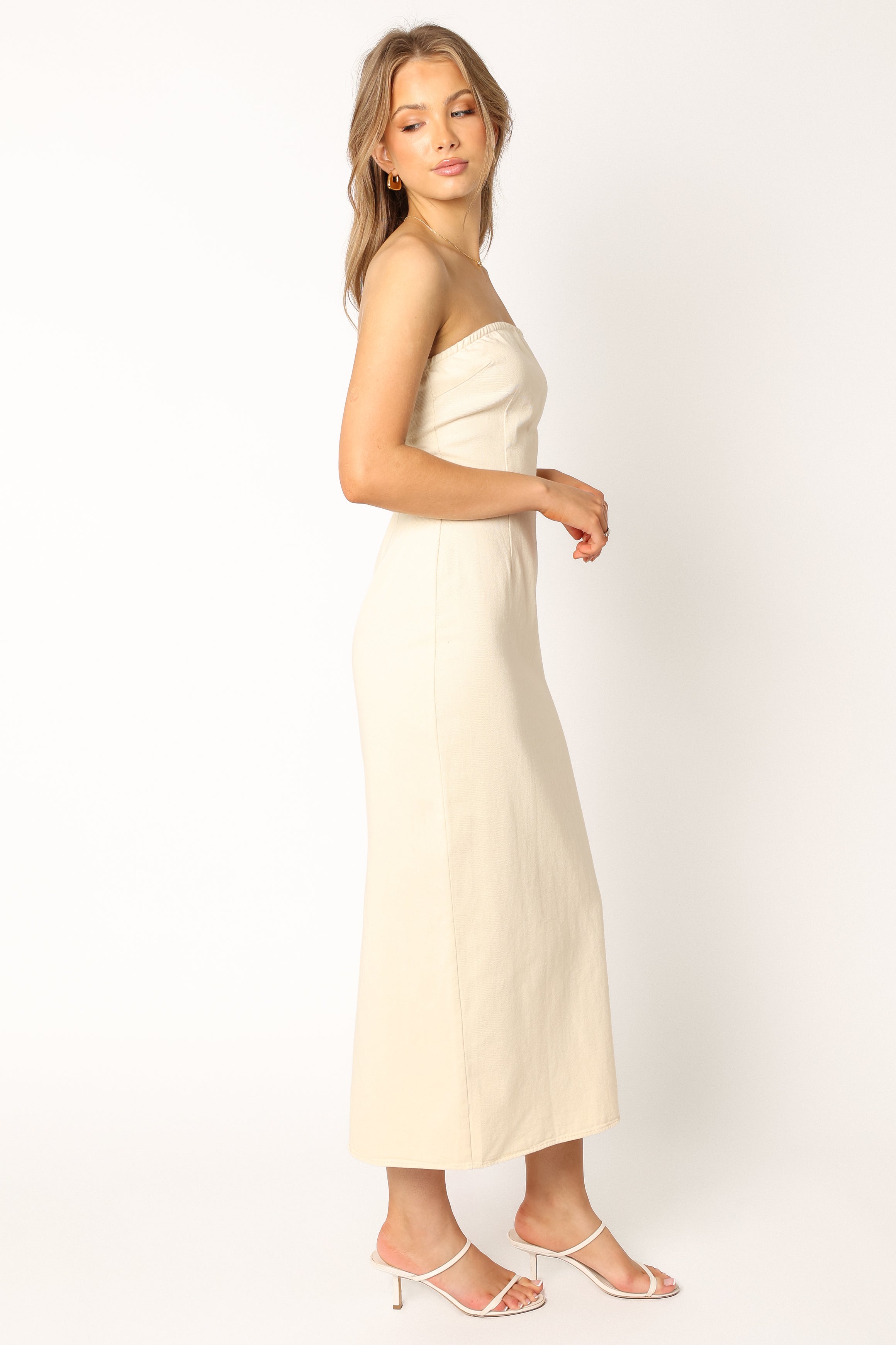 Rory Contrast Stitch Maxi Dress - Ecru