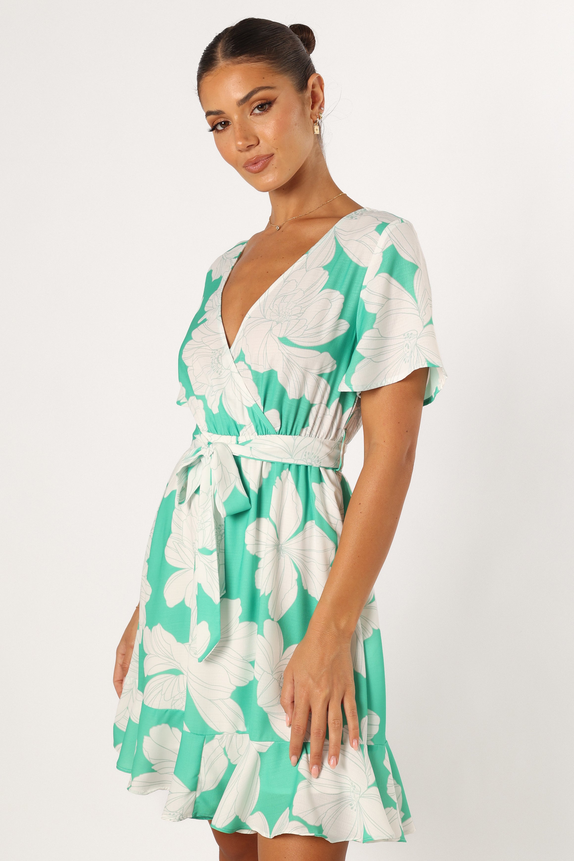 Rylan Mini Dress - Green Floral