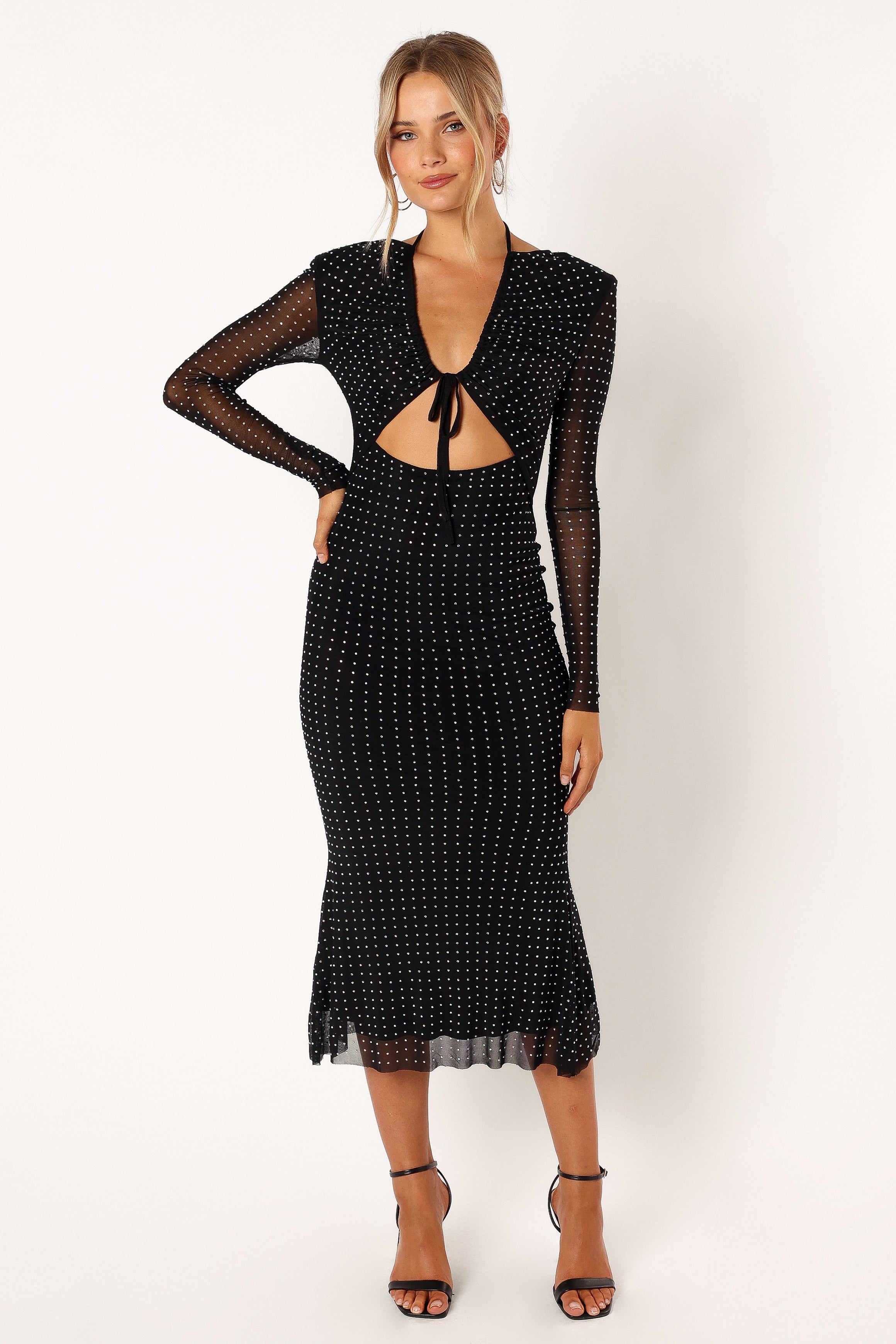 Salvatore Long Sleeve Midi Dress - Black