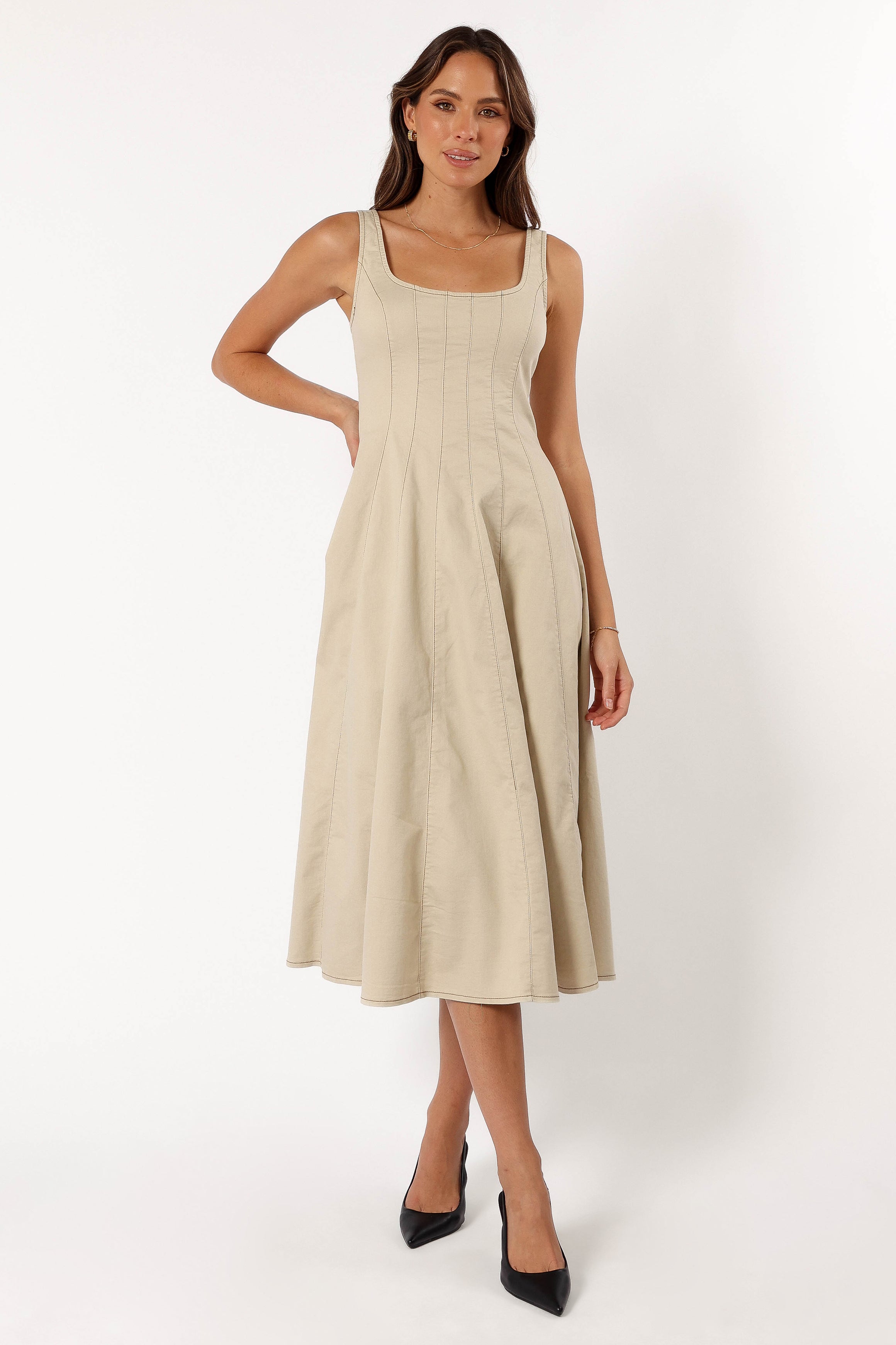 Una Midi Dress - Beige