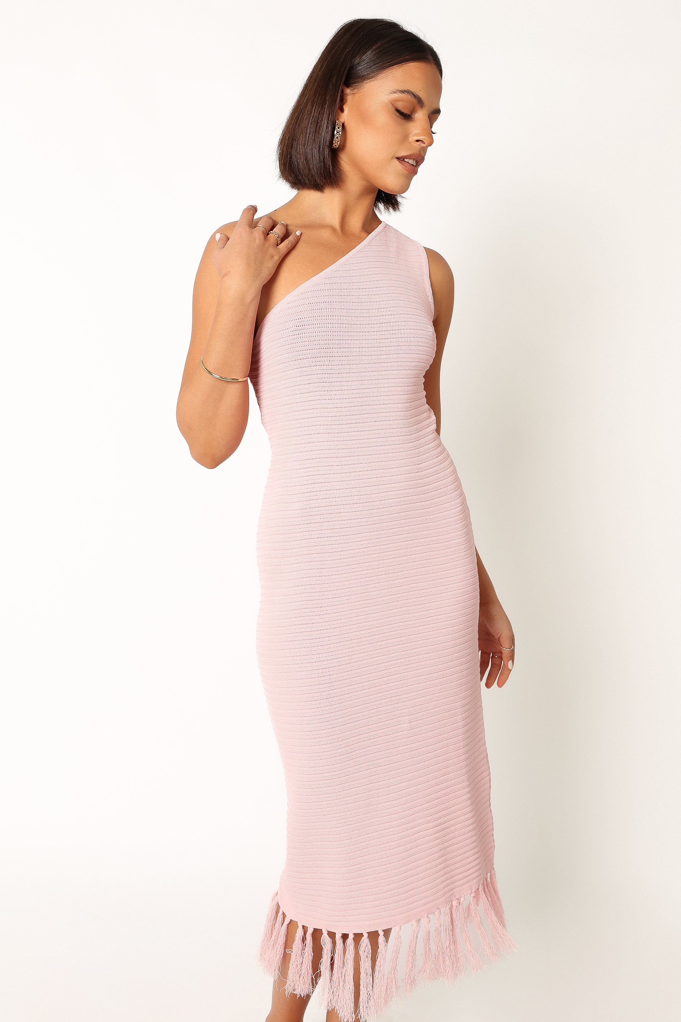 Winne One Shoulder Knit Dress - Pink