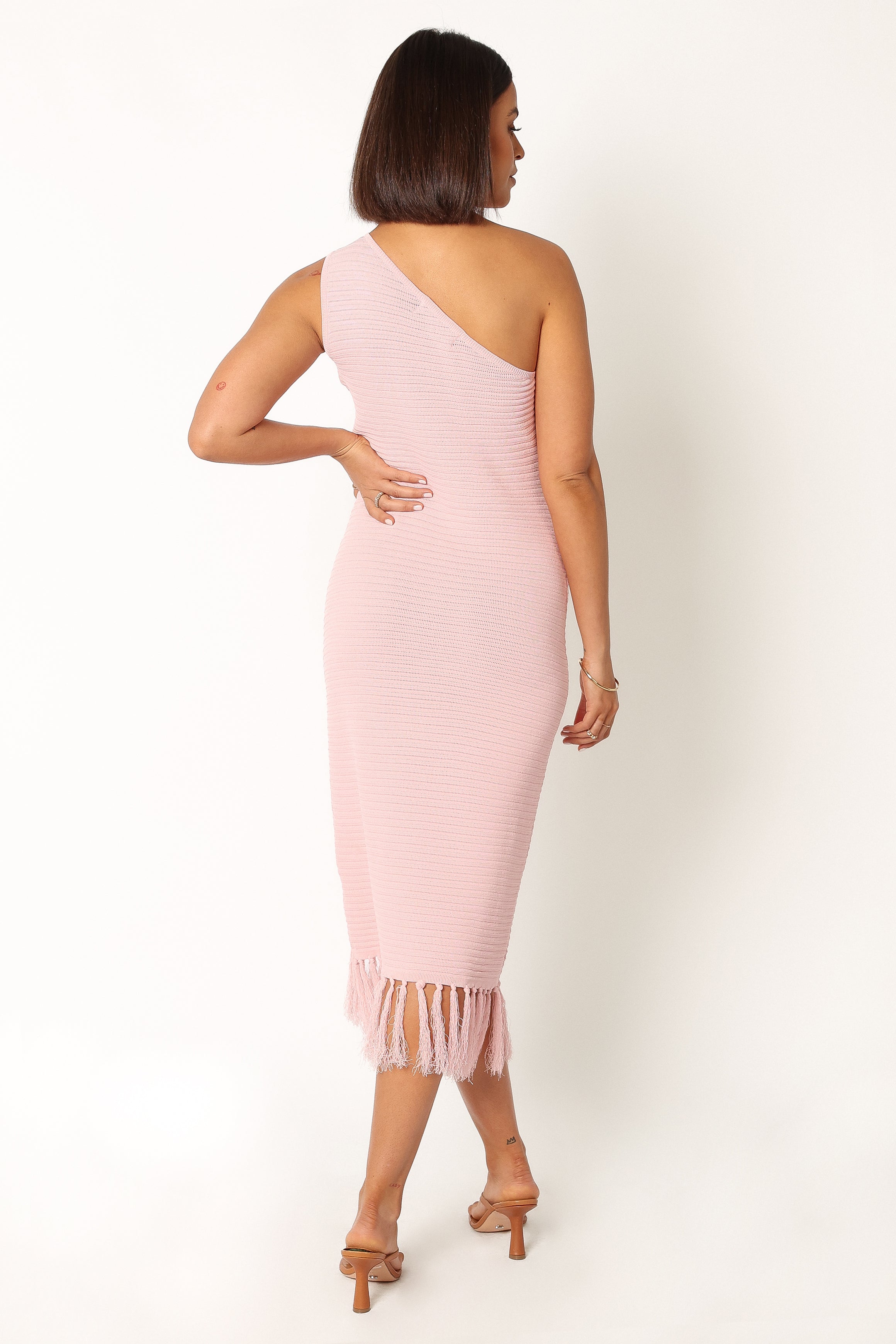 Winne One Shoulder Knit Dress - Pink