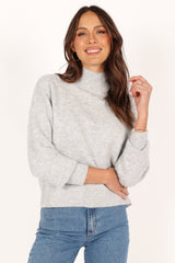 Brianna Mockneck Knit Sweater - Heather Grey